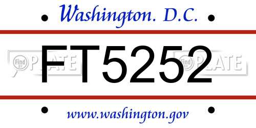 FT5252 District Of Columbia License Plate