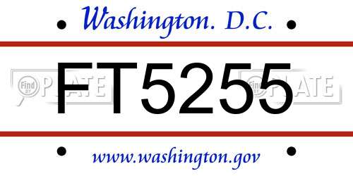 FT5255 District Of Columbia License Plate