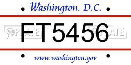 FT5456 District Of Columbia License Plate