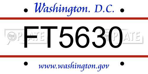 FT5630 District Of Columbia License Plate
