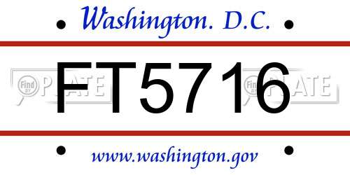 FT5716 District Of Columbia License Plate