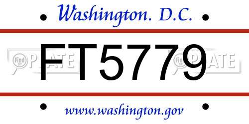 FT5779 District Of Columbia License Plate