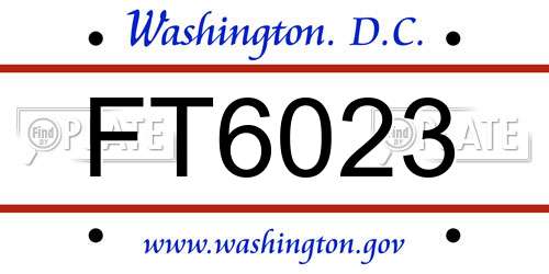 FT6023 District Of Columbia License Plate