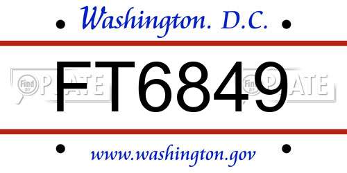 FT6849 District Of Columbia License Plate