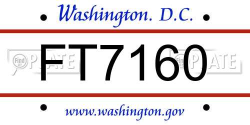FT7160 District Of Columbia License Plate