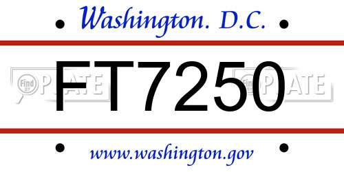 FT7250 District Of Columbia License Plate
