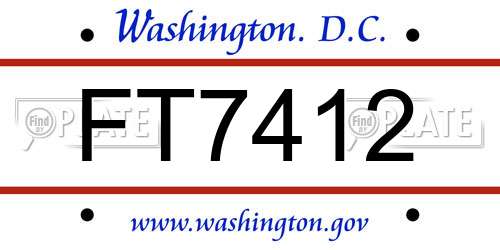 FT7412 District Of Columbia License Plate