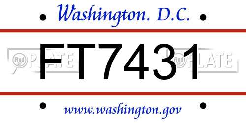 FT7431 District Of Columbia License Plate
