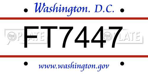 FT7447 District Of Columbia License Plate