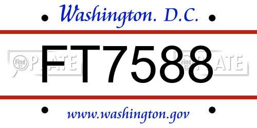 FT7588 District Of Columbia License Plate