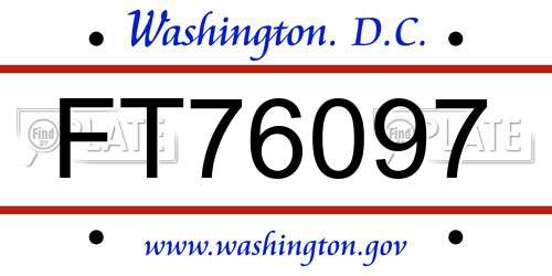 FT76097 District Of Columbia License Plate