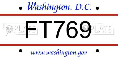 FT769 District Of Columbia License Plate
