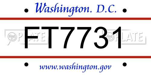 FT7731 District Of Columbia License Plate