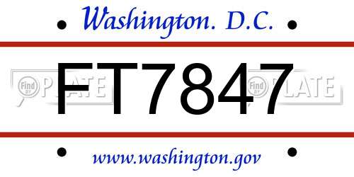 FT7847 District Of Columbia License Plate