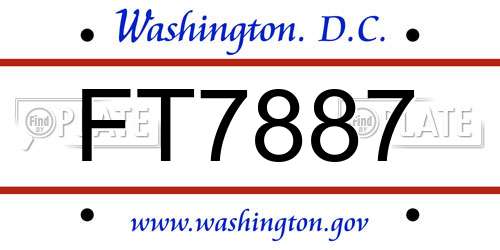 FT7887 District Of Columbia License Plate
