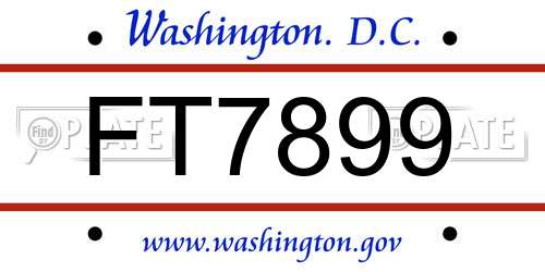 FT7899 District Of Columbia License Plate