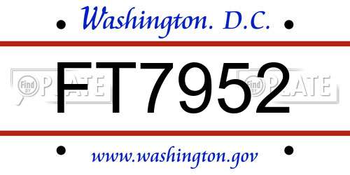FT7952 District Of Columbia License Plate