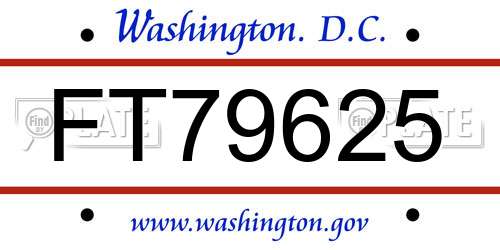 FT79625 District Of Columbia License Plate