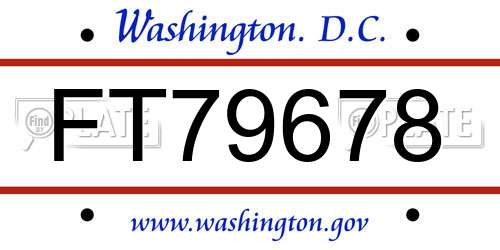 FT79678 District Of Columbia License Plate