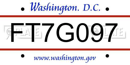 FT7G097 District Of Columbia License Plate