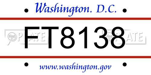 FT8138 District Of Columbia License Plate