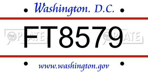 FT8579 District Of Columbia License Plate
