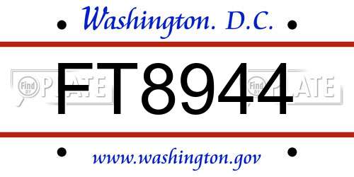 FT8944 District Of Columbia License Plate