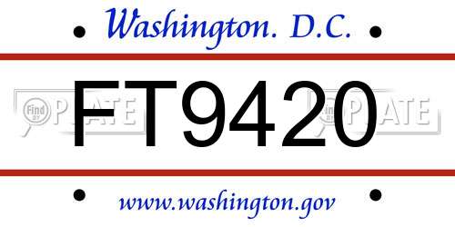 FT9420 District Of Columbia License Plate