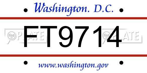 FT9714 District Of Columbia License Plate