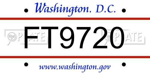 FT9720 District Of Columbia License Plate