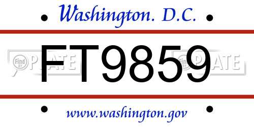 FT9859 District Of Columbia License Plate