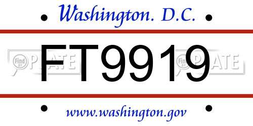 FT9919 District Of Columbia License Plate