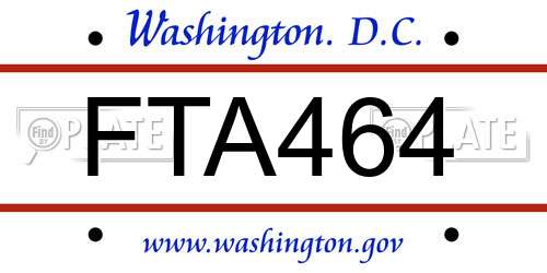 FTA464 District Of Columbia License Plate