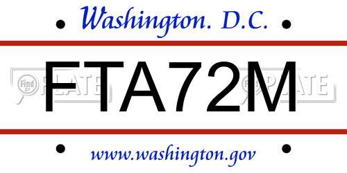 FTA72M District Of Columbia License Plate