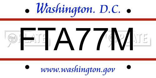 FTA77M District Of Columbia License Plate