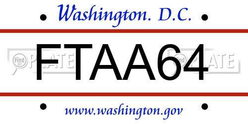 FTAA64 District Of Columbia License Plate