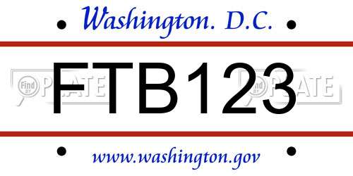 FTB123 District Of Columbia License Plate