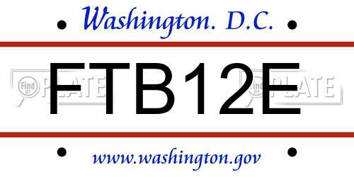 FTB12E District Of Columbia License Plate