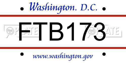 FTB173 District Of Columbia License Plate