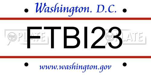 FTBI23 District Of Columbia License Plate