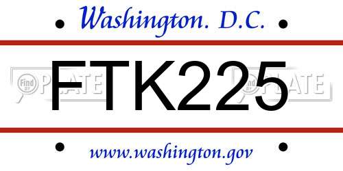 FTK225 District Of Columbia License Plate
