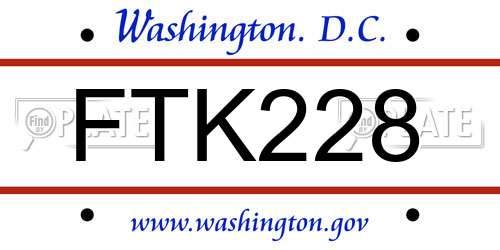 FTK228 District Of Columbia License Plate
