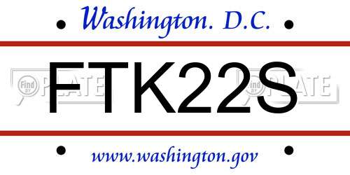 FTK22S District Of Columbia License Plate