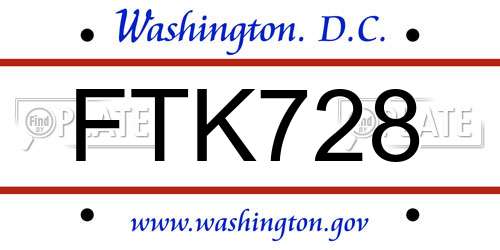 FTK728 District Of Columbia License Plate
