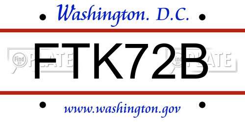 FTK72B District Of Columbia License Plate