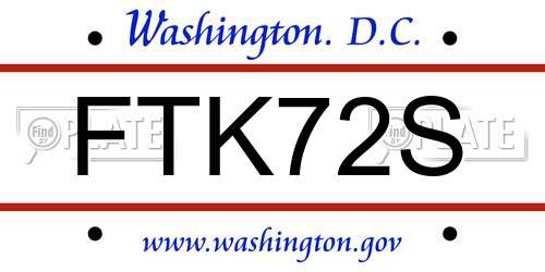 FTK72S District Of Columbia License Plate