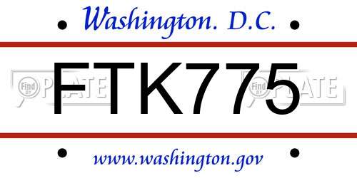 FTK775 District Of Columbia License Plate