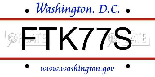 FTK77S District Of Columbia License Plate