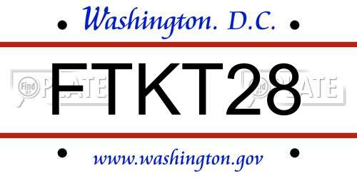 FTKT28 District Of Columbia License Plate