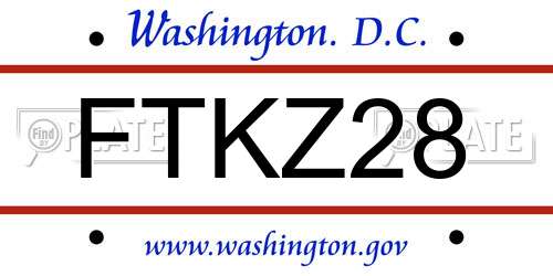 FTKZ28 District Of Columbia License Plate
